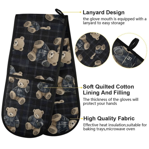 BZSMCE Oven Mitts Hoodie Bears Plainting Creative Pattern Resistant Kitchen Gloves