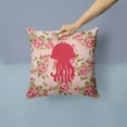 thumbnail image 2 of Jellyfish Shabby Chic Pink Roses Fabric Decorative Pillow, 2 of 4