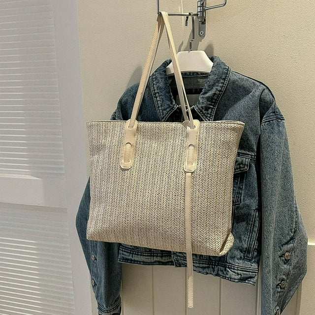 Women Fashion Hobo Bag Large Capacity Straw Ladies Bag for Travel Vacation Daily