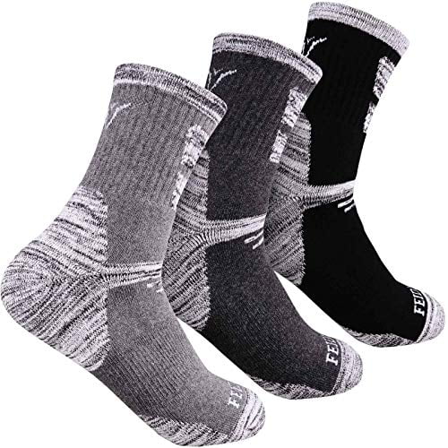 2/3 Pairs Pack FEIDEER Mens Hiking Walking Socks Wicking Cushioned Outdoor Recreation Crew Socks Men 6-14 Size 