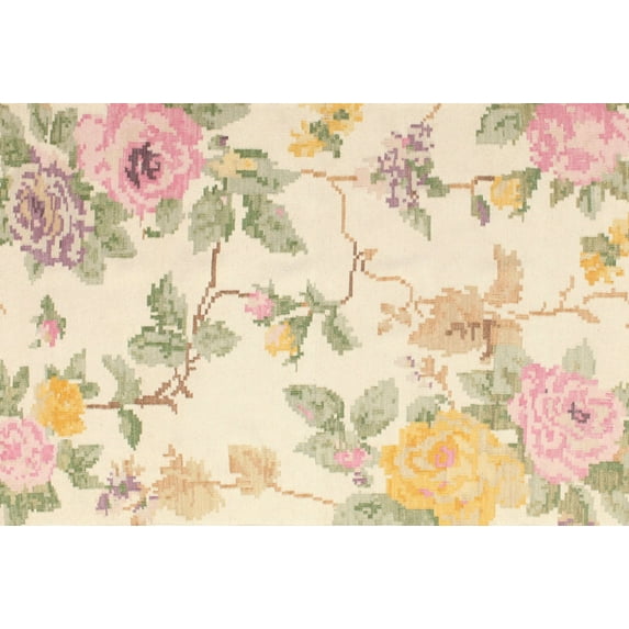 Ahgly Company Indoor Rectangle Contemporary Golden Blonde Gold Floral Area Rugs, 4' x 6'