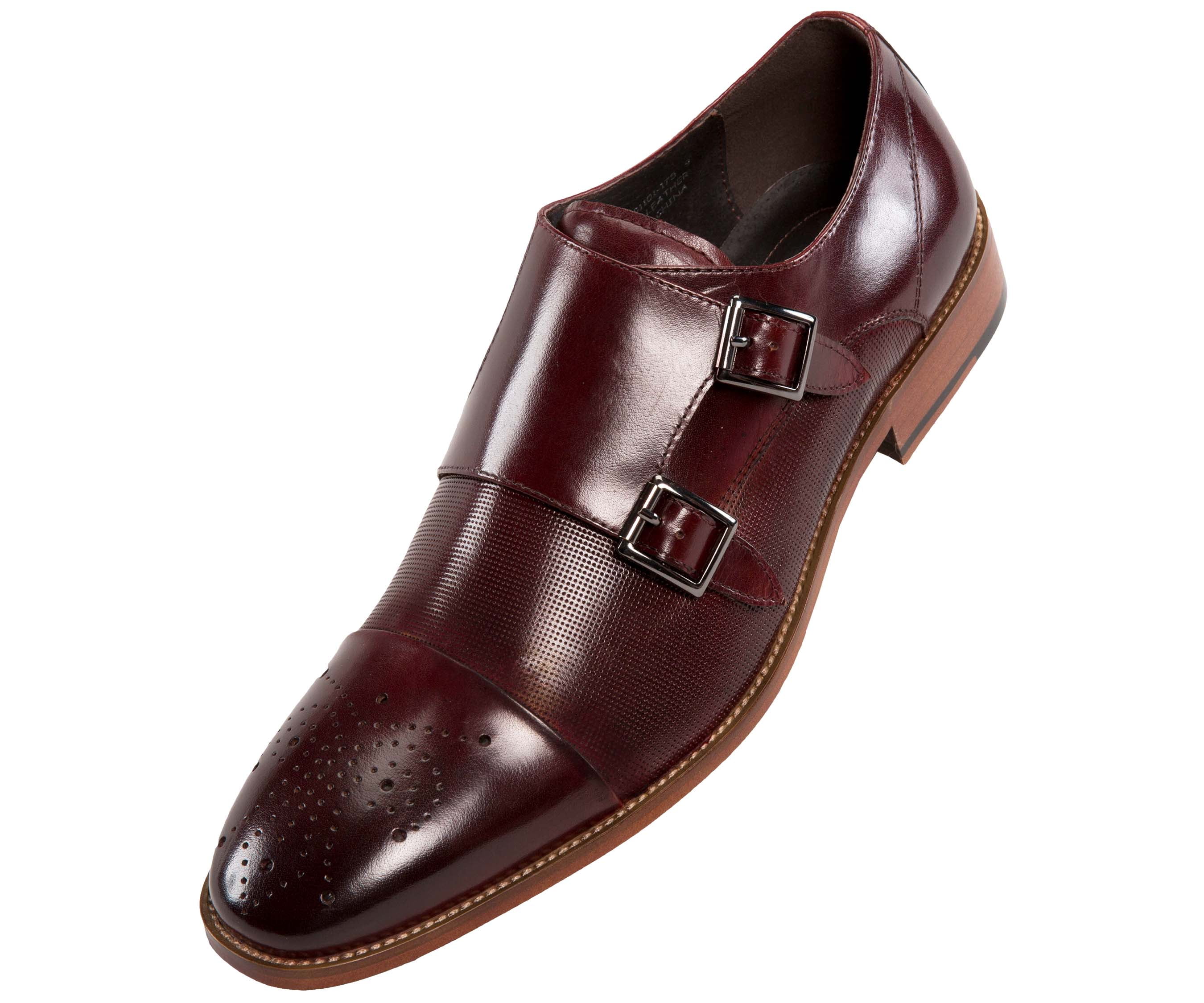 Genuine Calf Leather Shoes for Men Formal Mens Shoes Cap Toe Double Monk Strap Asher Green AG1101 Men's Dress Shoes 