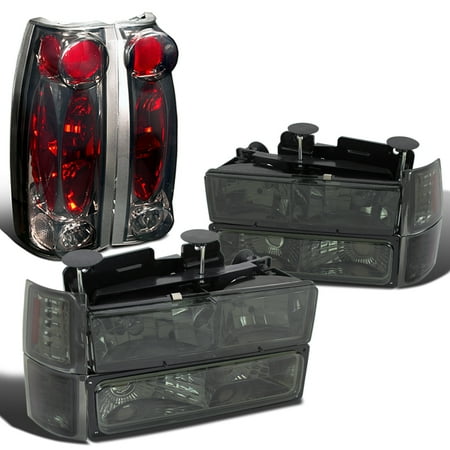 Chevy Caprice Signal Light (Spec-D Tuning For 1994-1998 Chevy C/K C10 Silverado Smoke Headlights Bumper Corner Signal Lamps + Tail Lights (Left+Right) 1994 1995 1996 1997)