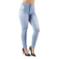 thumbnail image 2 of Fashion2Love Women's Juniors Colombian Design Butt Lift Push Up Mid Waist Skinny Jeans, 2 of 9