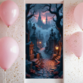 thumbnail image 4 of Gothic Design Halloween Banner Spooky Graveyard Full Moon Haunted Backdrop for Halloween Party Decoration Night Event, 4 of 5