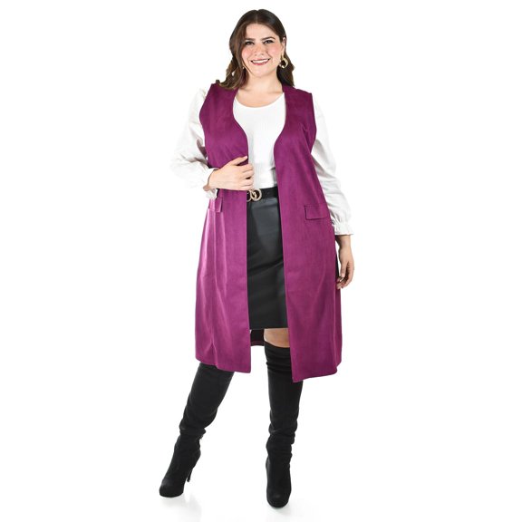 Chaleco largo tipo gamuza Roman Fashion 3905 Magenta Unitalla