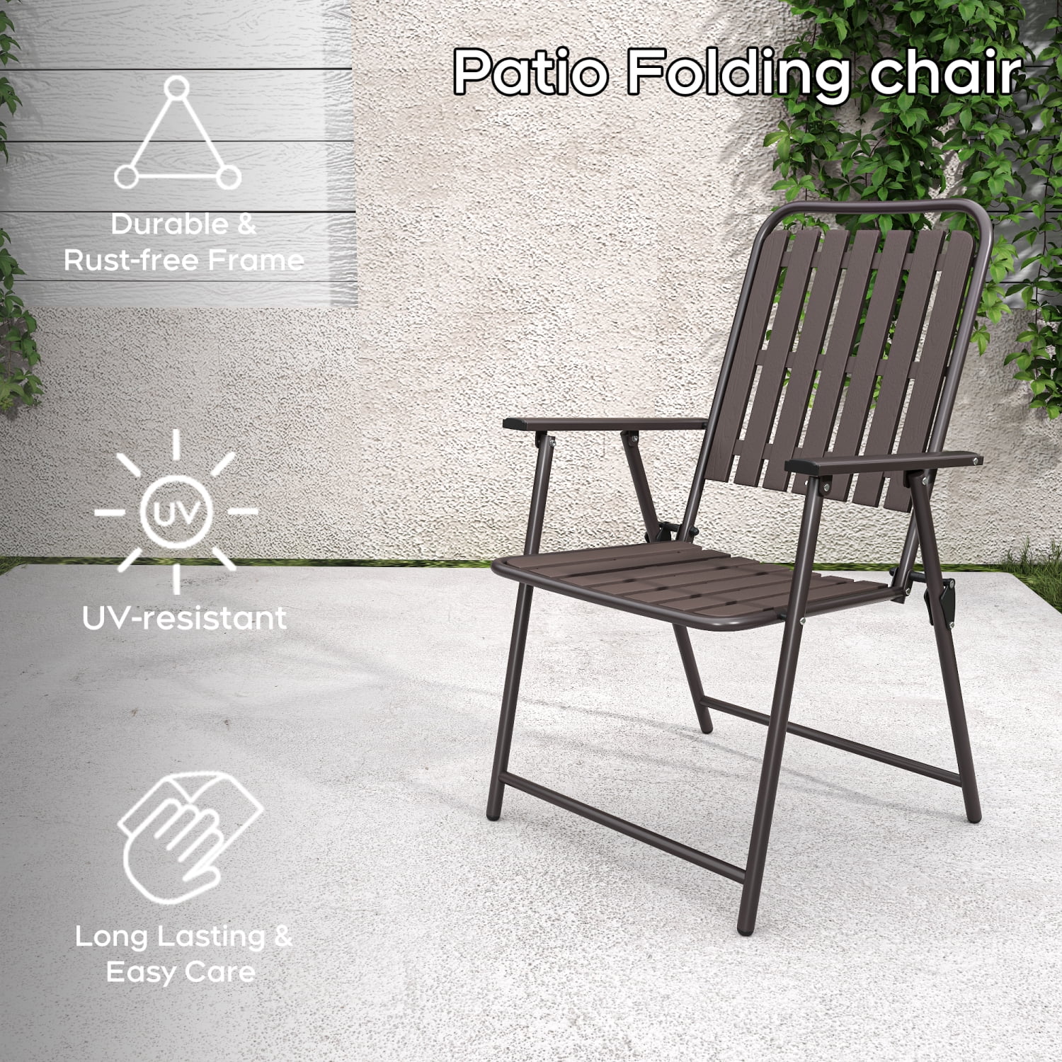 Howcool 2-Piece Outdoor Metal Armchairs, Patio Foldable Chairs Set of 2