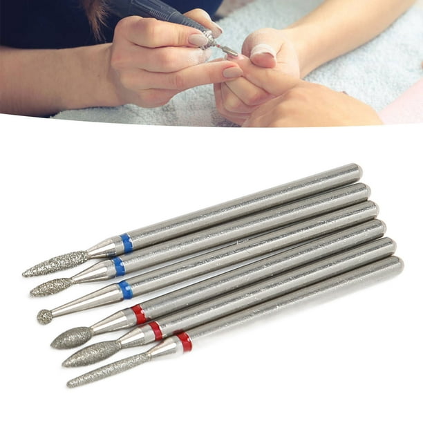 Broca de Taladro de Unas, 6 piezas de Eliminación rápida de la broca de la cutícula de manicura para pedicura