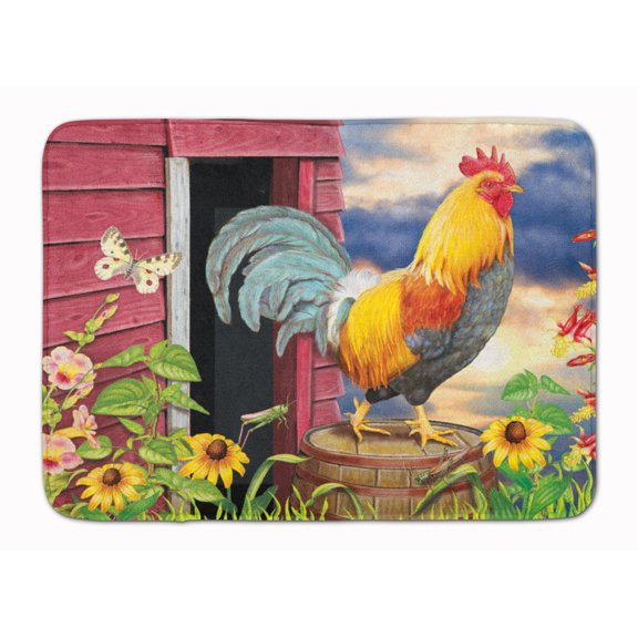 Rooster Barnyard Morning Machine Washable Memory Foam Mat