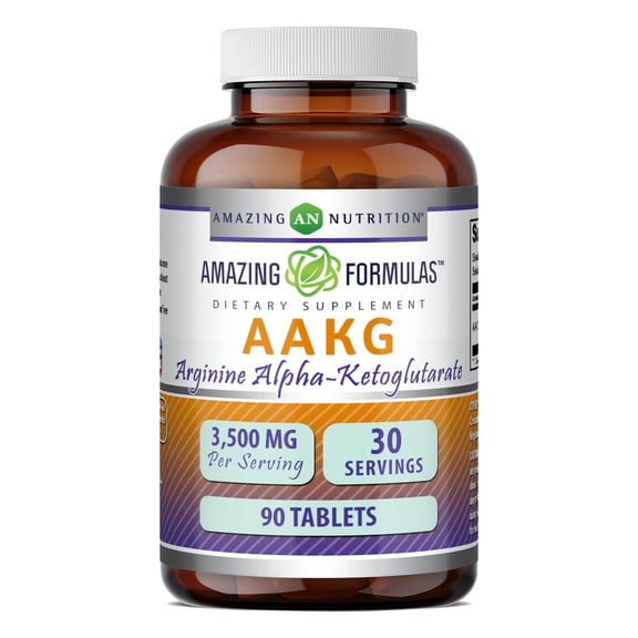 Amazing Formulas AAKG Arginine Alpha-ketoglutarate 3500mg 90 Tablets Supplement | 30 Servings | High Potency | Non GMO | Gluten Free | Made in USA