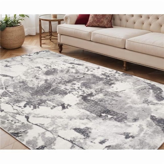HomeRoots 570998 5 x 8 ft. Ivory & Gray Abstract Rectangle Area Rug