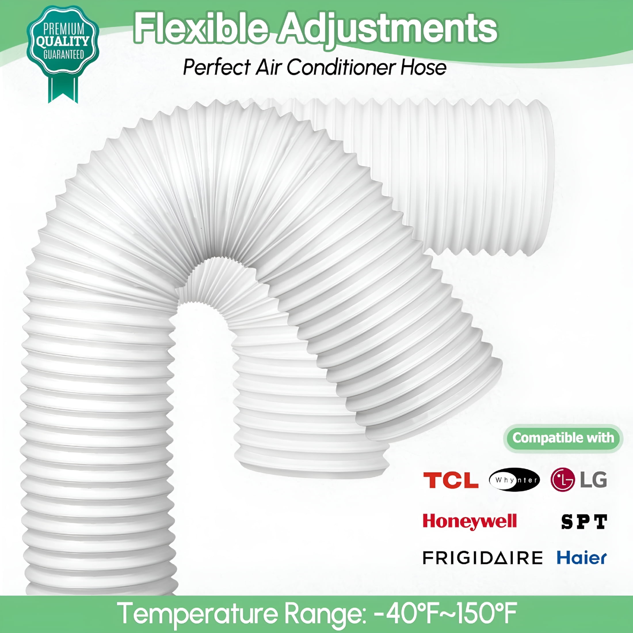 HIBIBUD Air Conditioner Exhaust Vent Hose 5.9"Diameter,80"Length,Universal Counter-Clockwise Air Vent