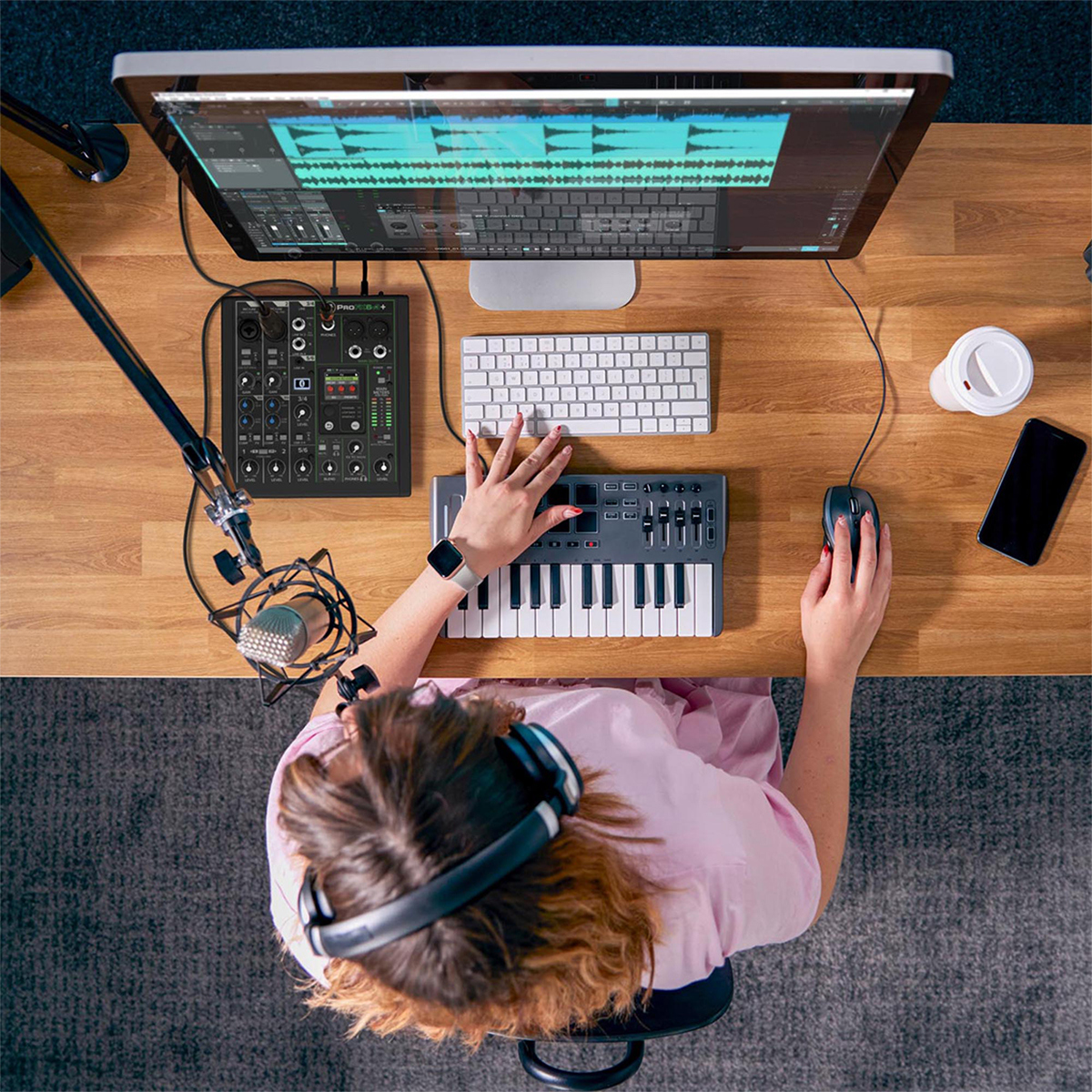 Mackie ProFX6v3+ 6-Channel Bluetooth Analog Mixer with Enhanced FX, Bundle with TAPH100 Headphones and 2x 25' 3-Pin XLR Microphone Cable