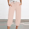 thumbnail image 2 of JJHGVB capris pants Knee Length Capri Pants Cropped Pant Loose Fit gaucho pants for women pantalones capri capri lounge pants Straight Leg Pants pedal pushers for women High Waist Pink M, 2 of 5
