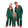thumbnail image 2 of YWMJI Family Satin Silk Pajamas Sets Soft Button Down Long Sleeve Notch Collar Satin PJS Set Nightwear Loungewear Pajamas Side Pockets Casual Christmas Xmas Matching Pajamas Sets Olive Green 3M, 2 of 8