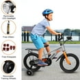 thumbnail image 4 of 16" Kids Bike with Training Wheels, Height Adjustable Kids Bicycle with Headlight/Inflator//Protective Gears, Christmas Birthday New Year Xmas Gifts for Girls Boys Toddlers Kids 3 to 8 Years Old, 4 of 10