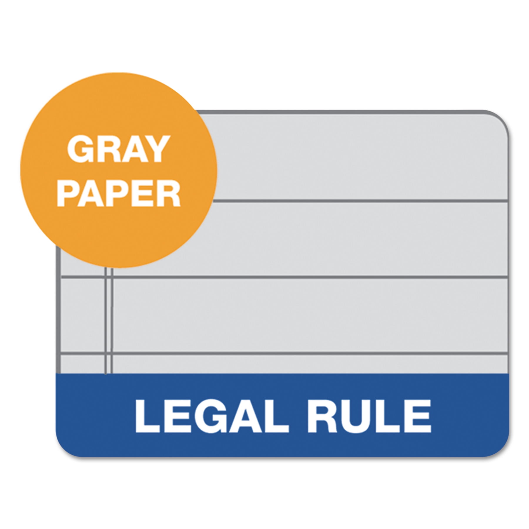 TOPS Products Wide Rule Legal Pads, 8 1/2 x 11 3/4 in, Gray, 50 Sheets, 12 Count