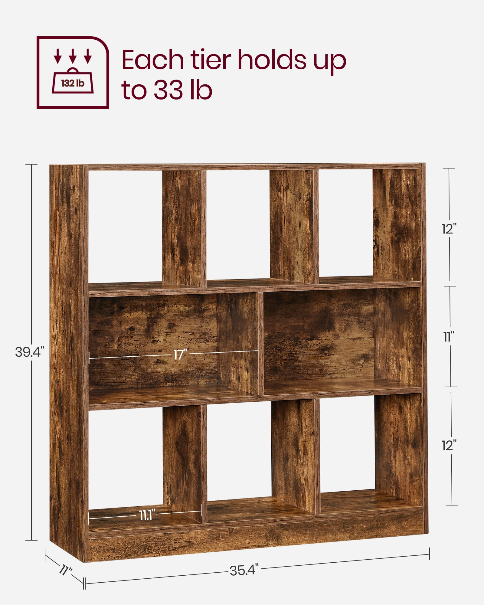 8-Cube Organizer, Modern Bookcase Storage for Livingroom Kidroom, Brown