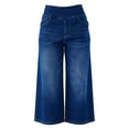 thumbnail image 6 of ClodeEU Women's Elastic Waist Denim Capri Pants with Pockets,Casual Cropped Jeans Blue,Womens Plus XL, 6 of 6
