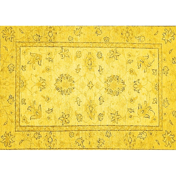 Ahgly Company Indoor Rectangle Oriental Yellow Traditional Area Rugs, 5' x 7'