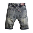 thumbnail image 4 of Hpapadks Mens Jean Shorts Ripped Distressed Knee Length Oversized Denim Bermuda Shorts with Pockets Casual Loose Vintage Men Denim Shorts Blue 30, 4 of 5