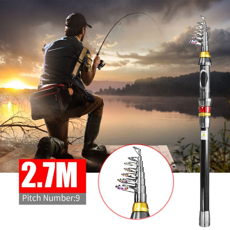 Portable Carbon Fiber Ultralight Travel Telescopic Fishing Rod Sea Spinning Pole