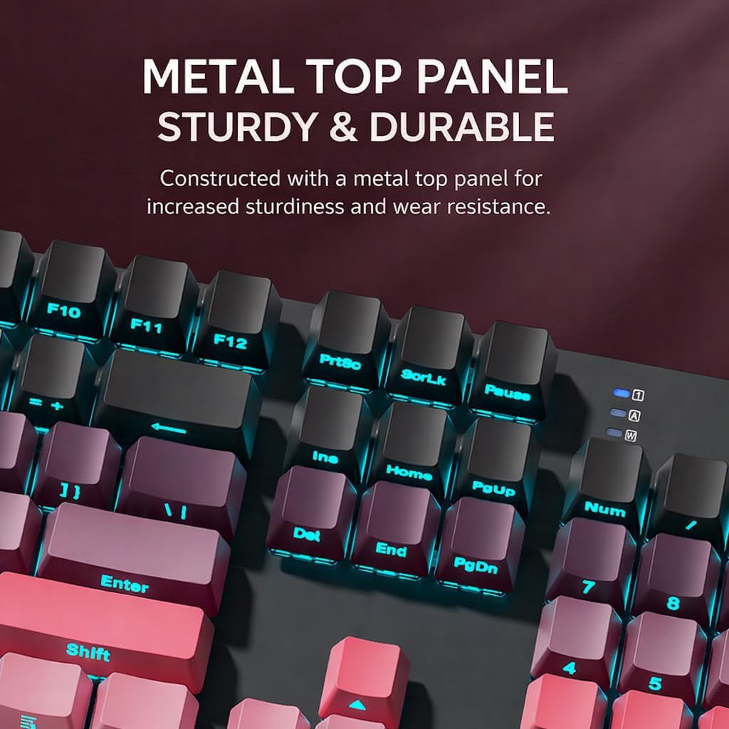 HP GK400F Wired Mechanical Keyboard – 104-Key Brown Switches, USB Connection, Dual-Use for Office & Gaming, Black/BlackBerry Pink, Side-Printed Keycaps