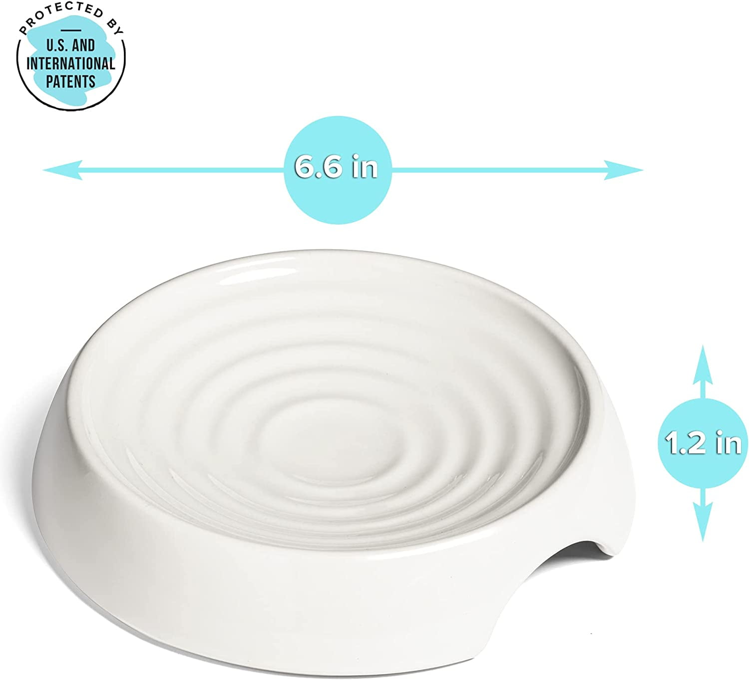 CatGuru Cat Bowls, Whisker Stress Free Cat Food Bowl, Reliefs Whisker Fatigue, Wide Cat Bowl, Non Slip Cat Food Bowls, Shallow Cat Dish, Cat Feeding & Watering Supplies (Ceramic, White)