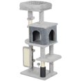 thumbnail image 1 of 41 Inch Cat Tree with Condo, Plush Cat Tower with Sisal Scratching Posts, Jumping Platforms & Grooming Brush, Light Grey Multi-Level Activity Center for Indoor Living Room, 1 of 7
