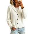 thumbnail image 2 of Women Loose Fit Shawl Collar Cable Knit Cardigan Button Front Long Sleeve Casual Knit Outerwear, S, 2 of 4