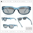 thumbnail image 2 of Womens Narrow Rectangle Silver Mirror Lens Mod Bevel Plastic Sunglasses Blue, 2 of 8