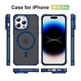 thumbnail image 2 of ShellTech Strong  for iPhone 14 Pro Magnetic & Lens Stand Case [Mil-Grade Protection][Adjustable Kickstand] Translucent Slim Hard Back Soft Edge,Blue, 2 of 9