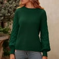 thumbnail image 2 of Raeneomay Long Sleeve Shirts for Women Loose Solid Color Round Neck Pullover Knitted Sweater, 2 of 6