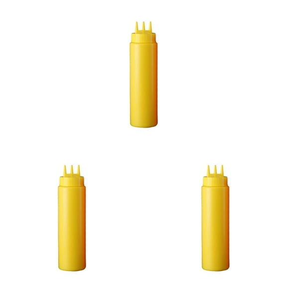HWHCGZ 3 Pcs 350ML Condiment Squeeze Bottles 3-Hole Plastic Dispenser Container Tomato Sauce Dispensers Sauce Squeeze Bottles Kitchen Accessories Yellow*3