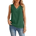 thumbnail image 5 of Women's Cotton Linen Tank Tops Loose V Neck Sleeveless Shirts Summer 2026 Army Green L, 5 of 5