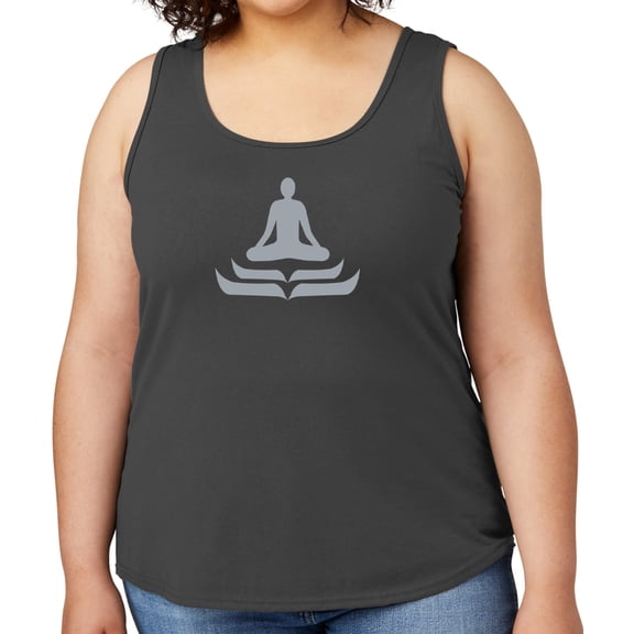 Women's Lotus Pose Yoga Mid-weight Tanktop, 2XL Charcoal Gray