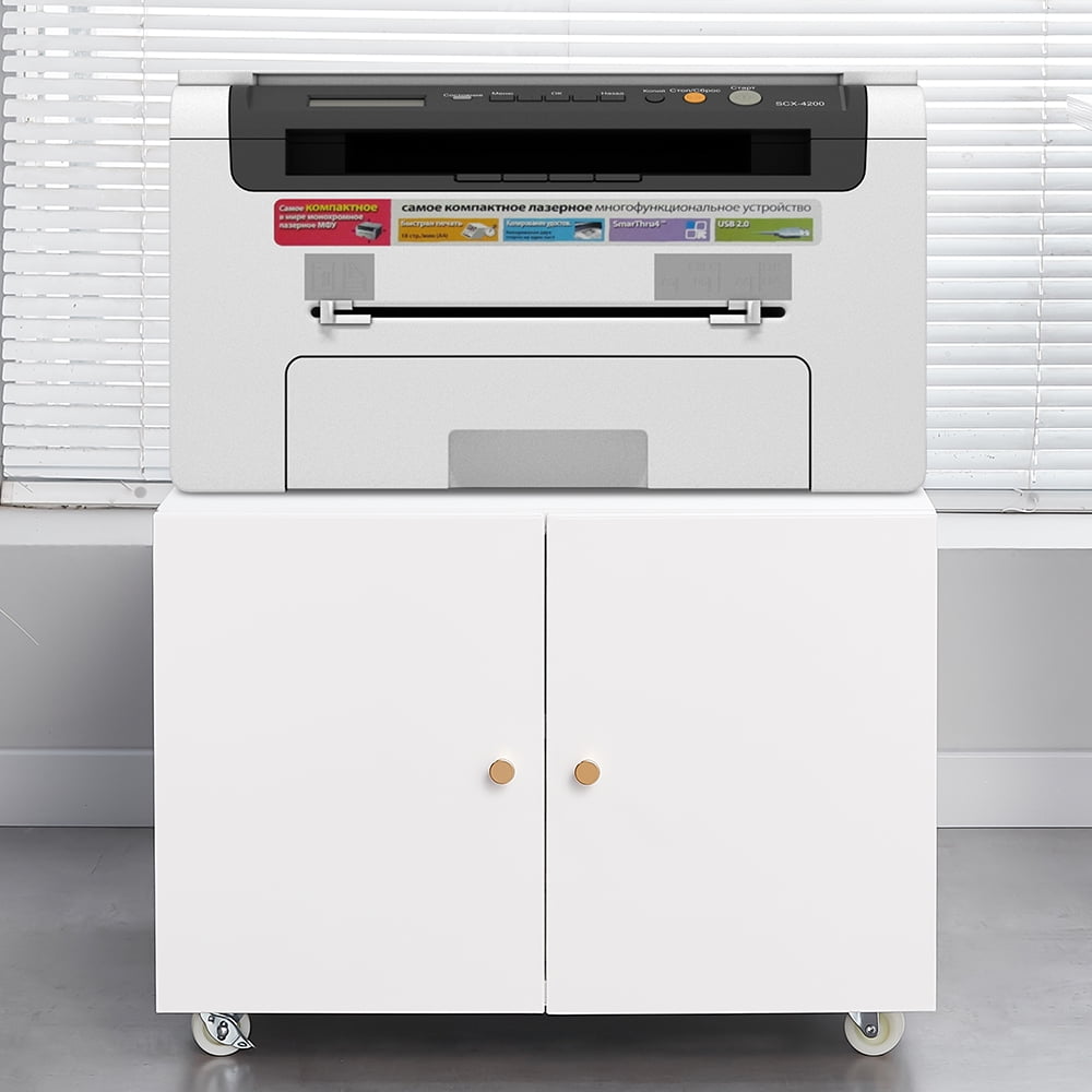 Aukfa Lateral File Cabinet with Wheels, Metal Mobile Filing Cabinet for Home Office, 17.7"H, White