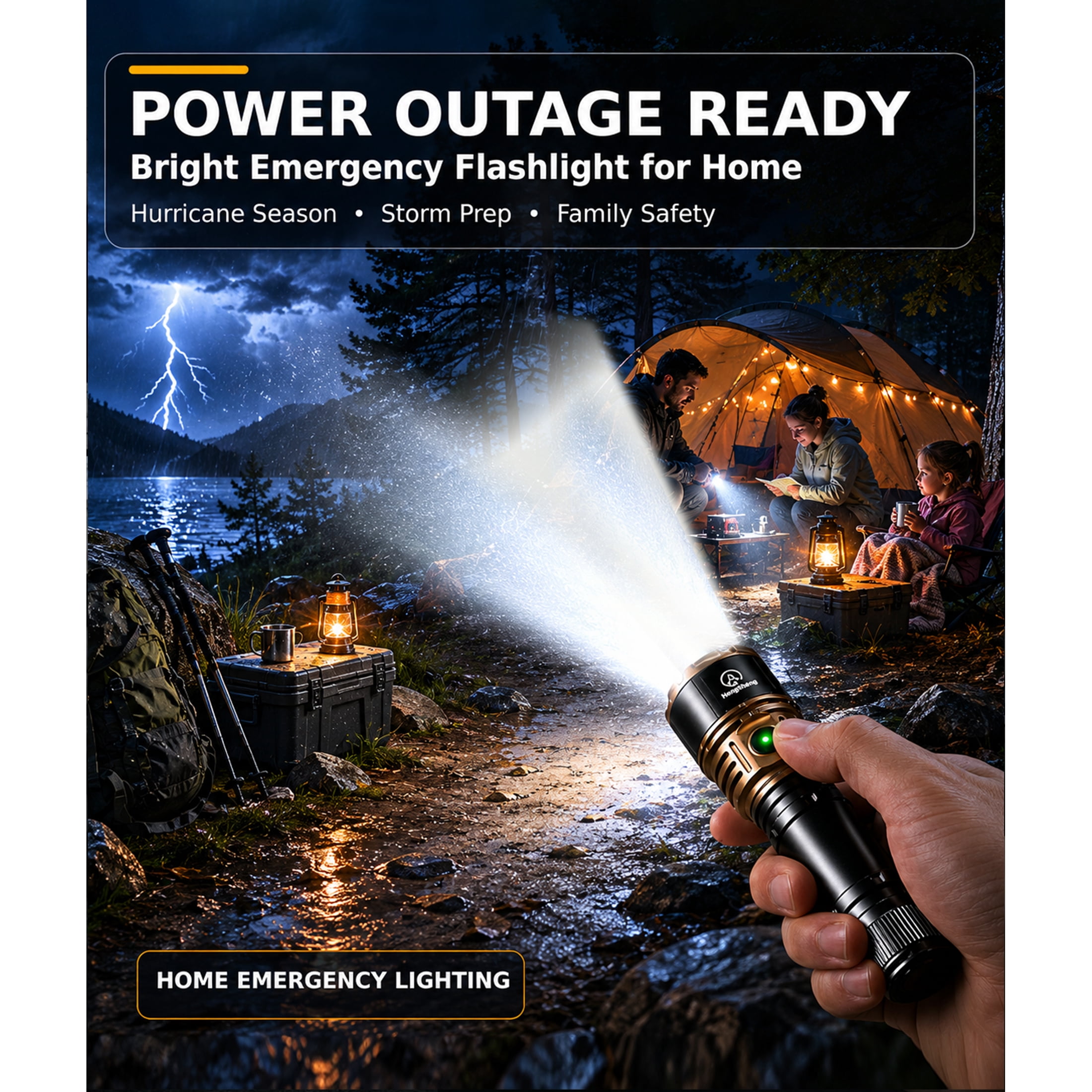 Flashlight Rechargeable, 5000 Lumens Tactical Flashlight with Ignition Lens, 5 Modes IP65 Water Resistant Flashlights for Home, Camping, Power Outages