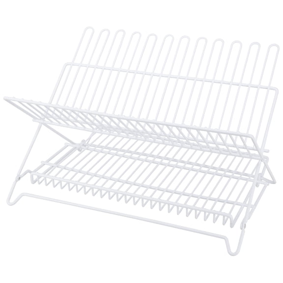 Homebasix JI-22W-3L Foldable Dish Rack, 17-3/4 in L x 13 in W x 10-1/2 in H, Steel, White
