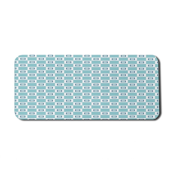 Geometric Computer Mouse Pad, Continuous Nested Squares Design Pattern with Retro Influences, Rectangle Non-Slip Rubber Mousepad X-Large, 35" x 15" Gaming Size, Seafoam Dark Sky Blue, by Ambesonne