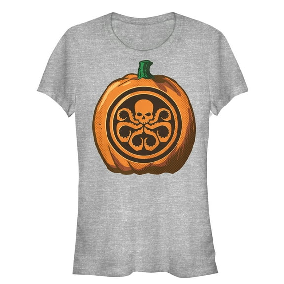 Junior's Marvel Halloween Hydra Pumpkin Graphic Tee Athletic Heather X Large