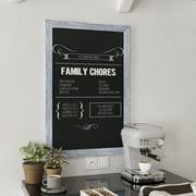 HBCY Creations Rustic Blue Wooden Magnetic Wall Chalkboard, Extra Large Size 24" x 36", Framed Decorative Chalkboard with Eraser (24" x 36")