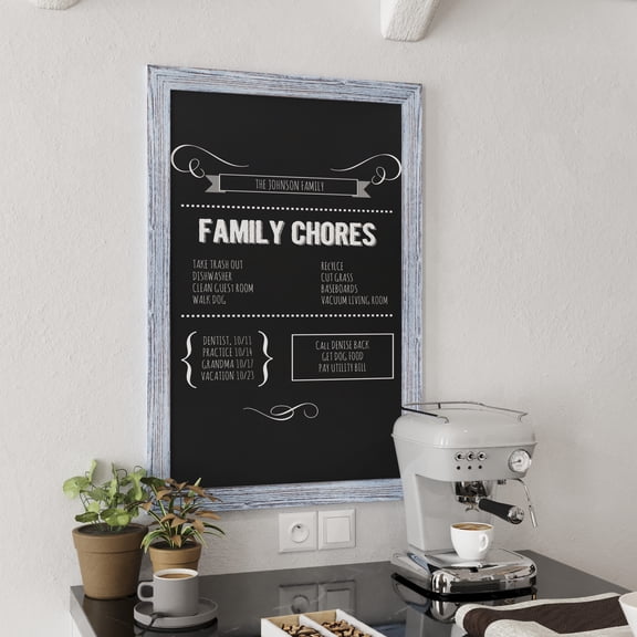HBCY Creations Rustic Blue Magnetic Wall Chalkboard, Extra Large, Framed Decorative with Eraser