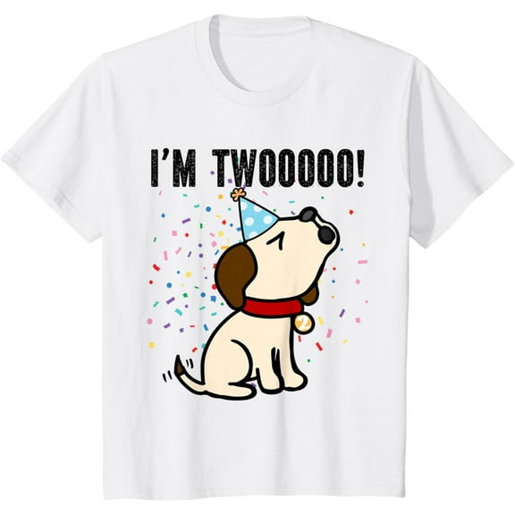 Kids I'm Twoooo! Little Boy Birthday Party Dog Theme Boys T-Shirt