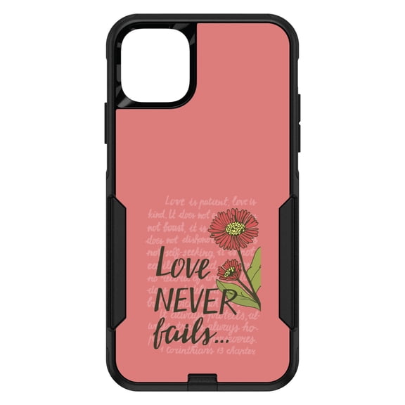DistinctInk Custom SKIN / DECAL compatible with OtterBox Commuter for iPhone 11 Pro MAX (6.5" Screen) - 1 Corinthians 13 - Love Never Fails - Flower