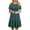 Green dresses for women 2023, variant on Usmixi Dresses for Women Casual Elastic Waist Ruffle Swing Cold Shoulder Short Dresses Round Neck Short Sleeve Solid Summer Mini Formal Dress Blue m