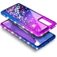 thumbnail image 3 of Nagebee Case for Samsung Galaxy A33 5G with Tempered Glass Screen Protector (Full Coverage), Sparkle Glitter Liquid Bling Diamond [Ring Holder & Wrist Strap] Women Girls Cute Case (Purple/Blue), 3 of 5