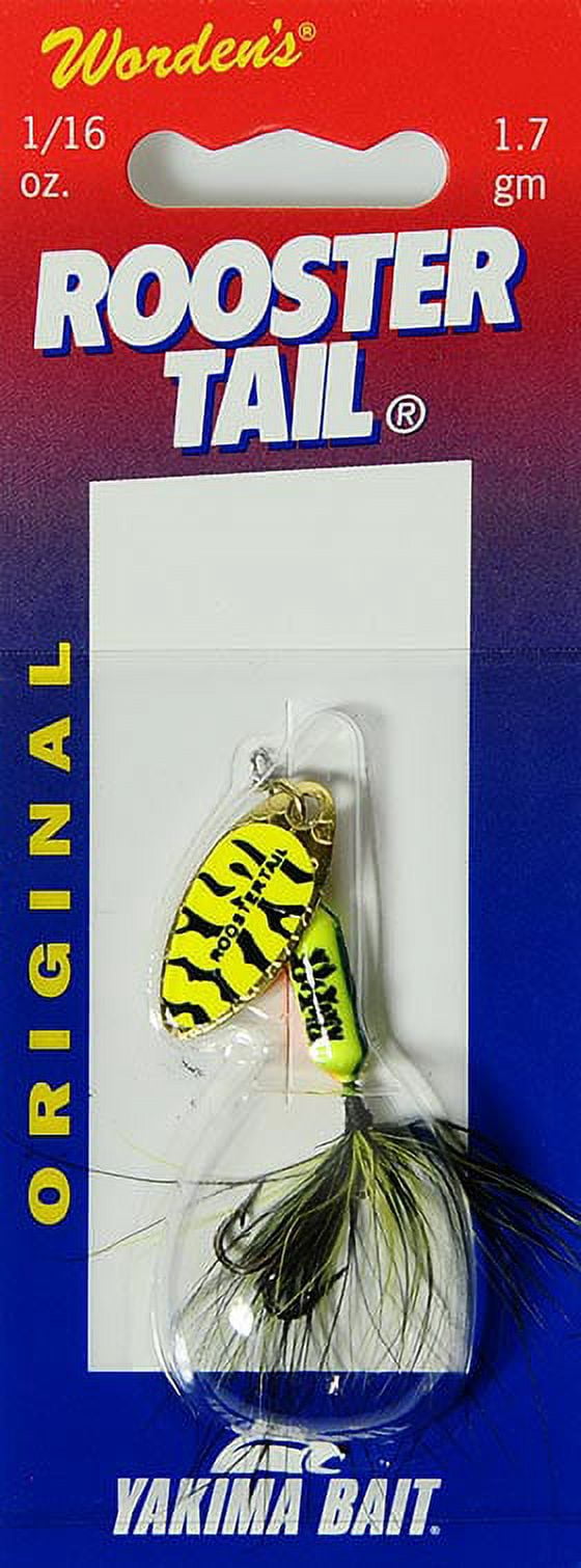 (2 pack) Yakima Bait Worden's Original Rooster Tail, Inline Spinnerbait Fishing Lure, Chartreuse Black Tiger, 1/16 oz.