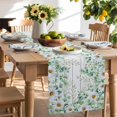 thumbnail image 4 of Table Runner 120 Inches Long, Rustic Daisy Leaves on Wood Grain Linen Table Runners Dresser Scarf Runner for Bedroom Kitchen Home Party Dining Tables Decor Watercolor Eucalyptus Leaf, 4 of 8