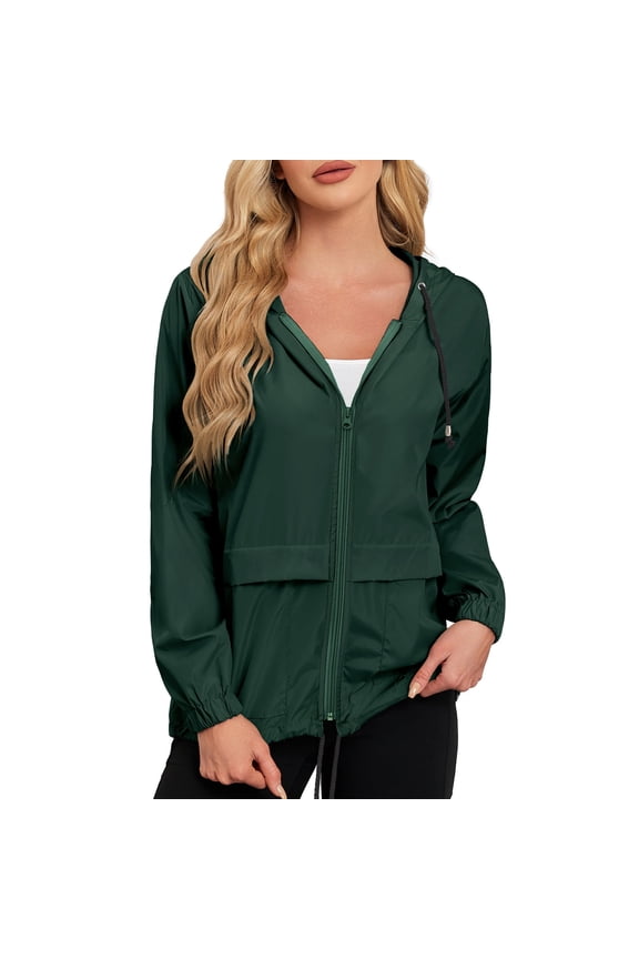 Rain Coats for Women Waterproof with Hood Packable Rain Jackets Womens Lightweight Rain Jackets Outdoor Dark Green M